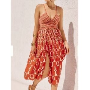 Anthropologie Smocked Tribal Print Dress SzS